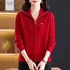 Nuevo abrigo tipo suéter de punto grueso, moda coreana otoño/invierno 2026, bordado, doble cremallera, top de moda para mujer