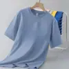 Camiseta de Seda de Leche Molida Doble 140g Transfronteriza Verano Americana Holgada Básica Color Puro Manga Corta Mismo Estilo para Hombres y Mujeres Amigable con la Piel y Suave
