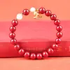Pulseira de Cinábrio Mineral Cru do Ano do Cavalo para Mulheres, Pulseira Genuína de Pônei para Mulheres, Contas de Transferência do Ano de Nascimento, Presentes de Areia Dourada Roxa Atacado