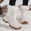 Botas de neve de cano alto plus size transfronteiriças para mulheres, botas de esqui, sapatos de inverno de algodão para temperaturas abaixo de zero, botas de caminhada quentes forradas com fleece para atividades ao ar livre