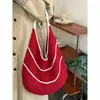 Bolsa de Tricô com Recortes de Grande Capacidade Coreana 2025 Nova Bolsa de Palha para Férias na Praia Nicho Roupas de Trabalho Bolsa de Ombro Versátil