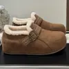Sandálias Birkenstock de Camurça Fofa para Mulheres 2026 Moda Nova Respirável Casual Slip-on Sapatos de Pelo Sapatos de Algodão Sapatos Femininos
