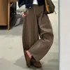 Calças Largas de Cintura Alta Slimming Estilo Coreano Relaxado para Trabalho Feminino, Calças Longas Casuais Largas para Mulheres - Outono 2026