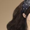Branco Tempestuoso ~ Faixa de Cabeça Larga de Veludo com Bolinhas para Mulheres 2025 Nova Faixa de Cabeça de Alta Qualidade para Pressionar o Cabelo Ferramenta de Penteado de Nicho