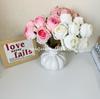 Rosa artificial de Milán de 7 cabezas, decoración para mesa de salón, tela de seda con tacto hidratante, accesorios para sesión de fotos.