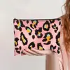 Bolsa de Cosméticos de Lona con Estampado de Leopardo Impreso Amazon Transfronteriza Bolsa de Lápices con Cremallera para Estudiantes Bolsa de Mano Gruesa para Almacenamiento de Cosméticos