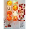 Decoraciones Estilo Chino para el Festival de Medio Otoño, Linternas Plegables de Papel Estilo Antiguo con el Carácter "Fu", Adivinanzas de Linternas, Decoraciones Festivas para la Escena del Festival de Primavera y el Festival de las Linternas