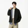 Moletom Listrado Pesado Estilo Americano Falso Duas Peças para Homem, Jaqueta Cardigan com Gola Alta para Primavera e Outono, Top Novo Estilo Chinês Estilo College