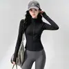 Conjunto de Roupa de Yoga Feminino: Conjunto de Duas Peças: Top Fitness de Manga Longa com Gola Alta e Zíper e Calça de Yoga de Cintura Alta para Pilates e Corrida