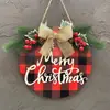 Festival de Navidad colgante redondo rojo Amazon Navidad americana placa de puerta de bienvenida de madera nueva guirnalda decorativa de madera