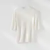 Suéter Pulóver de Punto para Mujer Zhengqi Ropa Especial Hilo Superfino Lana Patrón Espiga Cuello Medio Manga Media Estilo Nuevo