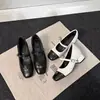 Zapatos Mary Jane de Metal Color Camelia con Bloques de Color que Aumentan la Altura 2026 Nuevos Zapatos de Tacón Grueso Acolchados de Punta Cuadrada Estilo Francés para Mujer