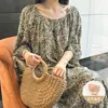 Bata de noche Laiqufeng anti-granos talla extra algodón seda, vestido morado para mujer, vestido largo casual de verano, adelgazante para mujeres de talla grande