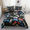 Juego de Funda Nórdica de Gamepad para Adolescentes Tres Piezas Estampado Digital Ropa de Cama Funda de Colcha Gamer