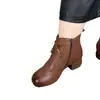 Botas Curtas de Salto Baixo para Mulheres, Novo Estilo Outono e Inverno, Bico Redondo, Solado Macio, Confortáveis e Versáteis, Botas Curtas de Salto Grosso, Botas de Algodão, Botas
