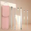 Set de 6 Piezas de Recogedores de Oídos de Acero Inoxidable, Recogedor de Oídos Espiral Portátil con Llavero, Cuchara para Oídos, Set de Herramientas para Limpieza de Oídos