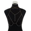 Europeo y Americano Exagerado Sexy Vacaciones de Playa Cuerpo Cadena Ropa Collar Creativo Diamante Flash Colgante Collar de Borla Cadena para el Pecho