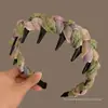 Faixa de Cabeça Floral Dentada Doce para Mulheres, Uso Diário ao Ar Livre, Faixa de Cabelo com Fita Superior de Caveira Alta, Prendedor de Cabelo Integrado, Acessório de Cabelo