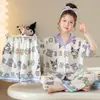 Pijamas para Niñas, Traje de Tres Piezas de Pantalones Cortos y Pantalones Cortos Finos de Seda de Hielo de Verano para Niños, Linda Princesa, Niña Súper Linda