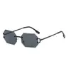 Gafas de sol sin montura de moda europeas y americanas transfronterizas, sentido de alta gama para hombre, gafas de sol con ribete poligonal para mujer 2025