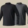280g Terciopelo AlemánOtoño/Invierno Doble Cara Cepillado Terciopelo Cuello Alto Manga Larga para Hombre Caliente Capa Base Ropa de Otoño Camiseta Interior