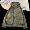 Talla Grande Talla Grande Chaqueta de Hombre Chaqueta Primavera y Otoño Hombre Marca de Moda Retro Oscura Chaqueta de Trabajo con Capucha Talla Grande