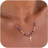 Colar Cruz Moda Europeia e Americana, Pingente de Cruz Pequeno Elegante, Corrente para Clavícula, Colar de Joias Atmosférico para Meninas