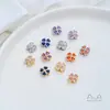 Cuentas espaciadoras de trébol de cuatro hojas con forma de corazón de circonita de colores, chapadas en oro de 14 quilates sobre cobre, para accesorios de pulseras y collares de cristal y perlas de bricolaje