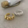 Anillo Minimalista Retro Europeo y Americano Transfronterizo Trenzado con Forma de Cuerno, Anillo Abierto Liso Trenzado en Espiral de Nicho Hip-Hop para Mujeres
