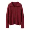 Cárdigan de cachemir con cuello de punto trenzado para mujer, Nuevo abrigo grueso de punto trenzado vintage Otoño/Invierno 2026