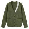 Ropa Masculina ACU Cárdigan casual de dos tonos para hombre, nuevo producto otoño e invierno 2026, diseño de bolsillo, chaqueta de punto de corte holgado para hombre