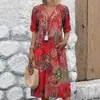Vestido Largo Casual de Vacaciones Nuevo Transfronterizo de Moda Europea y Americana para Mujer con Bolsillos, Escote en V de Encaje y Manga Corta 2025