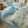 Categoría a Maternidad e Infancia Grado Pequeño Fresco Cama Juego de Cuatro Piezas Dormitorio de Estudiante Juego de Tres Piezas Estilo Ins Funda de Edredón Simple de Algodón Lavado Sábana