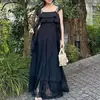SNID2026 Verano Nuevo Elegante Temperamento Adorno de Encaje Cinta Fluida con Tirantes Vestido Bandeau Cintura Ceñida Adelgazante