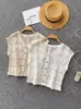 Estilo Étnico Nuevo Chaleco de Ganchillo Calado Moda Primavera para Mujer Holgado Popular Nicho Cárdigan Top