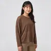 Top Esportivo Fitness Soltinho, Leve, Respirável, Versátil, Manga Longa, Gola Redonda, Cover-Up de Yoga para Mulheres, Respirável e Leve