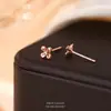 Brincos de Prata S925 Ouro Rosa Trevo de Quatro Folhas Zircônia Stud para Mulheres, Luxo Leve, Alta Qualidade, Versáteis para o Dia a Dia, Atacado