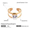 Anillo Abierto Geométrico de Acero Inoxidable Forma de Gota de Agua con Circonita Anillo para Dedo Índice de Gama Alta Nicho Joyería de Mano Transfronteriza Europea y Americana para Mujeres