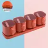 Set de Cajas de Condimentos con Múltiples Compartimentos para Cocina Casera, Popular Combinación de Frascos de Sal en Línea con Cuchara para Azúcar, Glutamato Monosódico y Sal