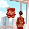 Pegatinas de Personajes Doble Felicidad 3D para Decoración de Habitación de Boda, Personaje Doble Felicidad Rojo Creativo para Puerta de Entrada, Puerta Principal y Ventanas, Decoración de Boda Personaje Doble Felicidad 5D