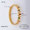 Pulseira Oval Simples Europeia e Americana de Aço Titânio Banhada a Ouro 18K Personalizada com Zircônias Coloridas Micro-Incustadas Full Diamond Ins Moda Joia de Mão Feminina
