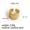 Anel de Círculo Popular Simples Hip Hop Europeu e Americano 18K Colorido à Vácuo Eletrodepositado Aço Inoxidável Resistente à Cor Anel Aberto Anel de Dedo Vazado para Mulheres