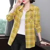 Camisa de Cuadros Talla Grande para Mujer Primavera y Otoño 2022 Estilo Occidental Camisa de Manga Larga Abrigo Delgado Top