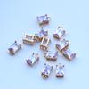 [Venta al por mayor pequeña] colgante individual rectangular de cobre chapado con micro incrustaciones de circonita y vidrio, material para aretes DIY, horquilla