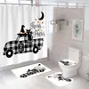 Fs5 Amazon Transfronterizo Serie de Halloween Juego de Cortina de Ducha Impresión Digital Impermeable Antimoho Juego de Cuatro Piezas Puede