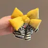 Lazo Amarillo Limón Anillo para el Pelo de Intestino Grueso Todo Fósforo Rayado Lindo Cuerda para el Pelo Corazón de Chica Anillo para el Pelo Accesorios para el Pelo