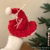 Gorro de Navidad Rojo Felpa Lazo Sombrero Pasador Año Nuevo Disfraz Festivo Niños y Adultos Accesorios para Fotos Tocado