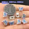 S999 Prata para Pés Azul Queimado Cola de Gota Contas de Borboleta Corda de Mão Trançada Ajustável Pulseira Colar Acessórios DIY Feitos à Mão