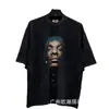 Camiseta de Manga Corta Holgada para Parejas de Ancianos Lavada Pesada con Estampado de Retratos Hip Hop Rap Estilo Americano Vintage Tendencia