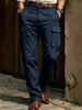 Nuevo Estilo Transfronterizo Europeo y Americano Algodón Puro Color Sólido Ropa de Trabajo para Hombre Pantalones Casuales Pierna Recta Multibolsillos Táctico Estilo Americano Pantalones Largos para Exteriores